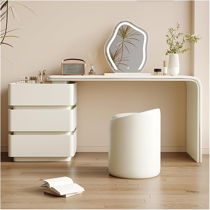 Vanity Desk with 3 Drawers, Modern & Simple Set, Including Led Makeup Mirror and Chair, Perfect for Women, Girls Dressing Table