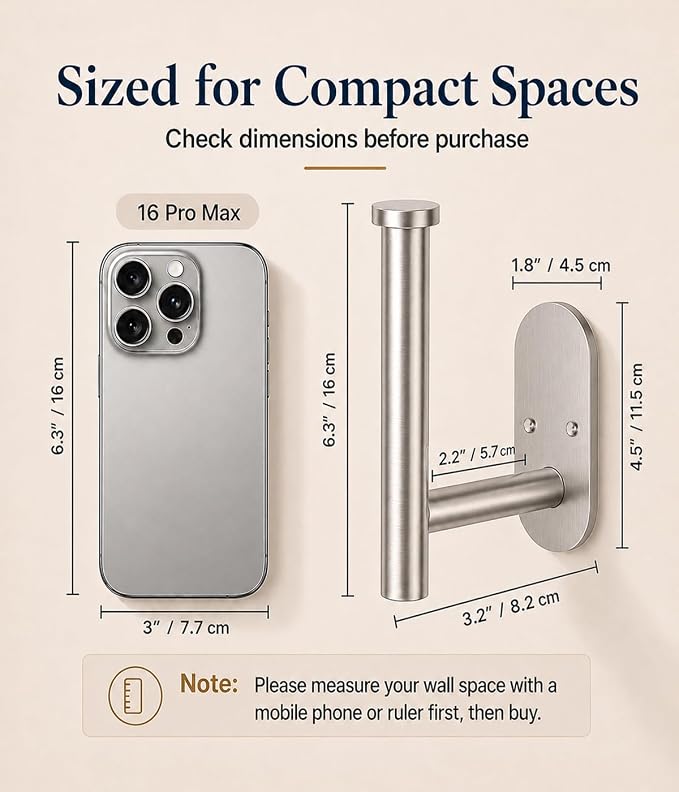 2Pcs Toilet Paper Holder Wall Mount for Bathroom, Heavy-Duty Screw-in Rv Toilet Roll Holder, SUS304 Rustproof Stainless Steel Rust Proof, Suitable for Kitchen Washroom Morden Brushed Nickel Silver