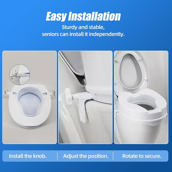 Raised Toilet Seat with Lid for Elderly, 6" High Toilet Seat for Elongated or Standard Commode, Raised Toilet Seat for Seniors, Handicap Toilet Seat Riser with Cover