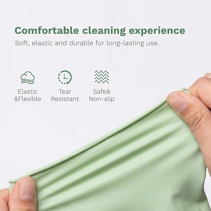 Dishwashing Gloves, Reusable Rubber, Non-Slip Grip, 3 Pair | Waterproof and gentle on the skin, with textured palms. Breathable lining for kitchen, bathroom, and household chores.