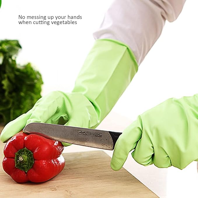 Alimat PluS Dishwashing Gloves Latex Free, Without Liner, 3 Pairs, Large | Reusable Rubber Gloves with Non Slip Embossed Texture, Waterproof Nitrile Cleaning Gloves for Laundry, Gardening