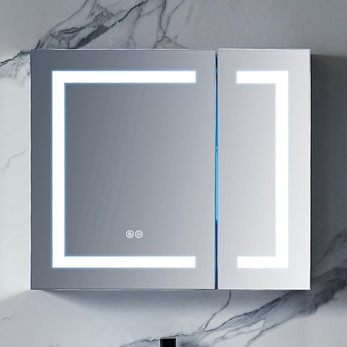 Blossom LED Medicine Cabinet Mirror for Bathroom 30x26, Lighted Medicine Cabinet with Mirror, Recessed/Surface Mount, Anti-Fog, Adjustable Brightness, Makeup, Wall Mounted Storage Cabinet