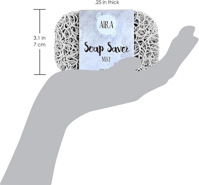 Aira Soap Saver & Holder - BPA Free Shower & Bath Holder - Extends Soap Life, Drains Water & Circulates Air - Easy to Clean, Fits All Soap Dish Sets - Mist 2 Pack
