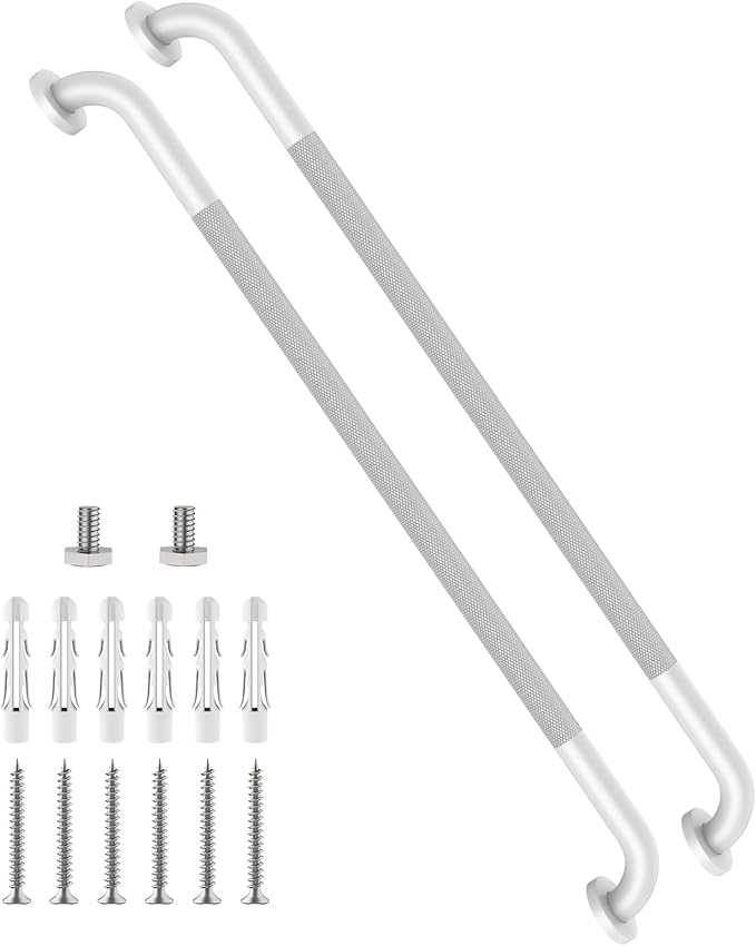 40 Inch Handicap Grab Bars, Munzong Bathroom Grab Bar for Showers White | Anti Slip Knurled Handicap Balance Bar Safety Hand Rail Support Elderly Senior Assist Bath Handle