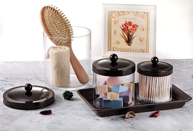 SheeChung Metal Vanity Tray, Bathroom Counter Storage Tray, Bronze 1 Pack | Sturdy Decorative Tray Holder, Farmhouse Vintage Decor Accessories for Perfume, Cosmetics, Jewelry, Makeup, Guest Hand Towel