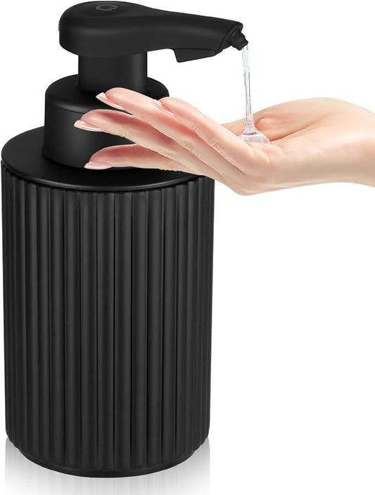 Automatic Soap Dispenser Liquid Touchless: 9oz Black Plastic - Rechargeable Electric Smart Auto Hand Soap Dispenser - Dish Bathroom Kitchen
