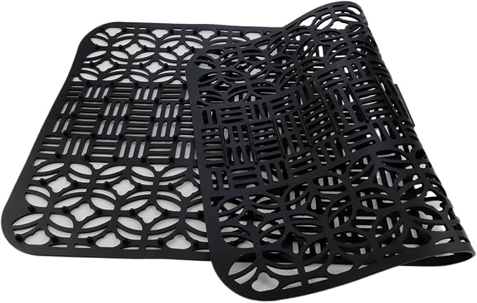 Silicone Sink Mat 26x14 Black - Kitchen Sink Protector | Cut-to-fit heat-resistant silicone mat protects stainless steel sinks. Fits double-basin & farmhouse sinks.