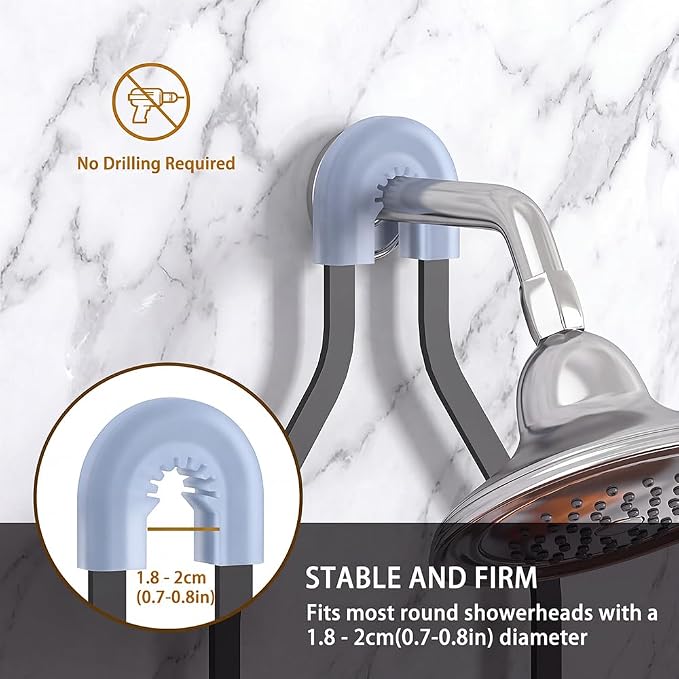 Shower Caddy Hanging Organizer for Handheld Showerheads | Rustproof Bathroom Shelf Fits Handheld & Fixed Shower Heads, 12 Hooks, Soap & Toothbrush Holder, No-Drill Installation