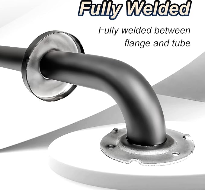 18 Inch Handicap Grab Bars, 2 Pack Stainless Steel Grab Bar for Bathtubs and Showers, Wall Mount Safety Shower Grab Bars for Seniors Injury Elderly, Matte Black