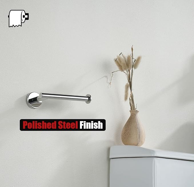 JQK Chrome Toilet Paper Holder, 5 Inch 304 Stainless Steel Thick 8mm Tissue Paper Dispenser for Bathroom, Hold Mega Rolls, Polished Chrome Wall Mount, TPH120-CH