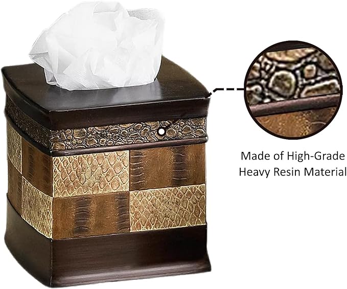 Resin Tissue Box Cover for Modern Home Decor - Minimalist Square Tissue Box Holder for Guest Room, Bedroom, Bathroom, Tabletop & Office - Durable and Aesthetic Tissue Holder, Zambia