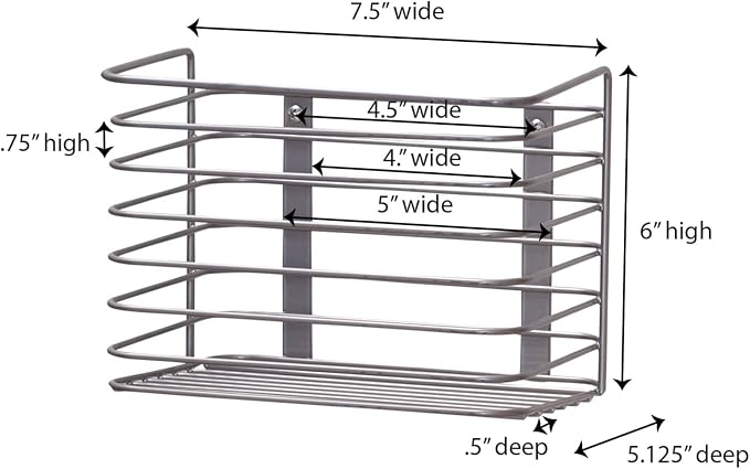 Household Essentials Door Mount Cabinet Organizer, Steel Wire Basket, Attractive Nickel Powder Coating, Great for Saving Space, Mounts to Solid Surface with Hardware Included