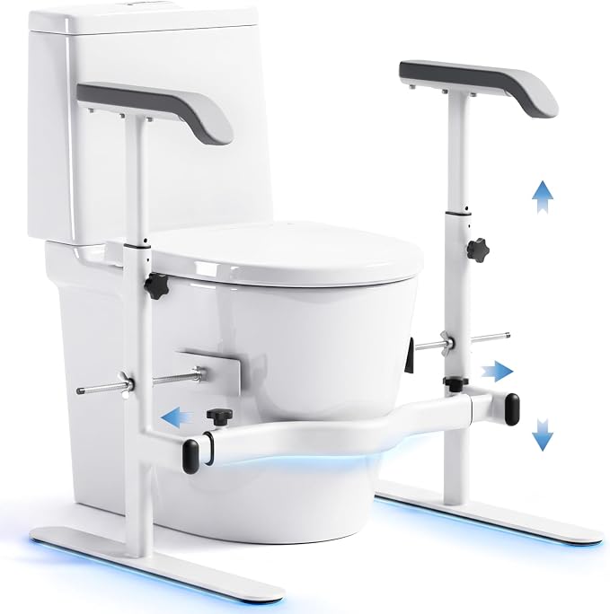 Toilet Safety Rails for Seniors, Toilet Safety Frame & Rails | Toilet Handles for Elderly, Handicap, Post Surgery, Adjustable Width and Height, Max 330lbs Fit Any Toilets