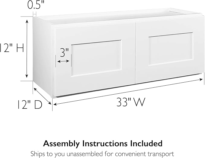 Design House Brookings Kitchen Bridge Wall Cabinet, 33", White | Wall Mount, Contemporary/Modern, Wood, Kitchen, 543272