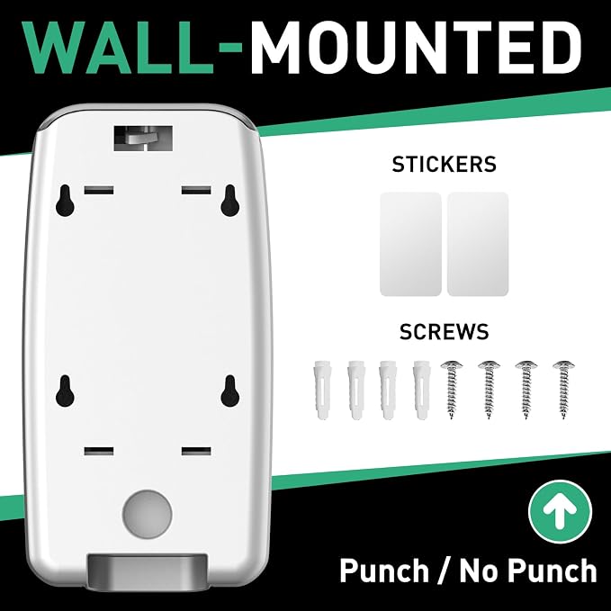 Commercial Soap Dispenser Wall Mount Manual Pump Hand Soap Dispenser 800ml Gel Liquid Hand Sanitizer Dispenser Self Adhesive for Home Bathroom (White)