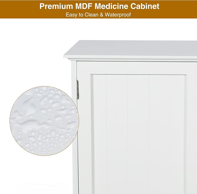 27.6in Length Bathroom Cabinet Wall Mounted | Over Toilet Storage Cabinet with 2 Doors and Adjustable Shelves,Wood Medicine Cabinet for Bathroom, White