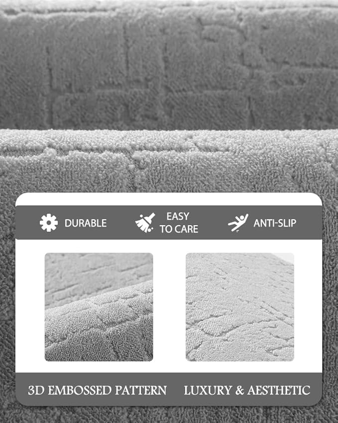 AMOAMI-Bath Mat-Absorbent Quick Dry Bathroom Floor Mats-Washable Rubber Backing Bath Mats for Bathroom Rugs Fit Under Door-Bath Rug for in Front of Sink Bathtub Shower Room, Grey 20''x32''