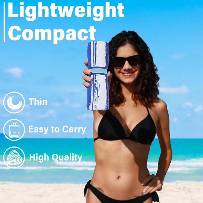 Widdonen Microfiber Beach Towel,Compact 2 Pack-71x32 Inch with Bag Travel | Extra Large,Lightweight,Thin,Sand Free,Quick Dry,Absorbent.Packable for Camping,Swim,Pool,Bath,Picnic,Cruise Essentials Gift