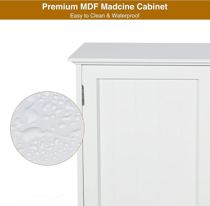 27.6in Length Bathroom Cabinet Wall Mounted | Over Toilet Storage Cabinet with 2 Doors and Adjustable Shelves,Wood Medicine Cabinet for Bathroom, White