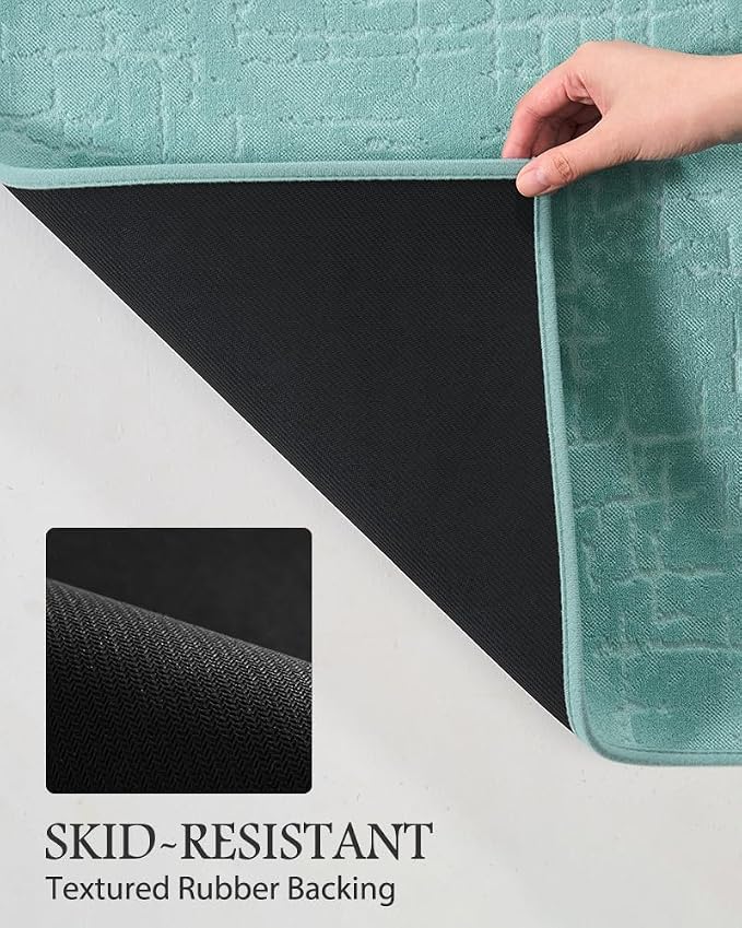 AMOAMI-Bath Mat-Absorbent Quick Dry Bathroom Floor Mats-Washable Rubber Backing Bath Mats for Bathroom Rugs Fit Under Door-Bath Rug for in Front of Sink Bathtub Shower Room, Lake 17''x59''
