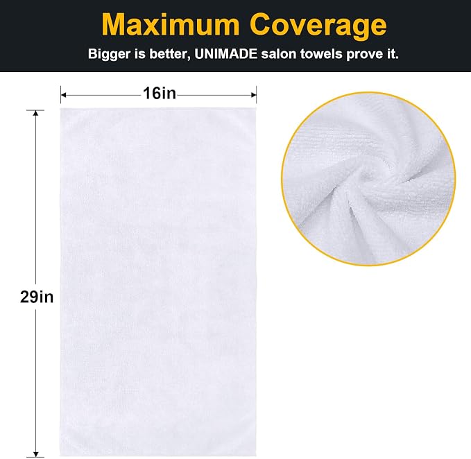 Salon Towels 2 Pack, Super Soft Microfiber Hand Towel | Highly Absorbent Hair-Drying Cloth for Gym, Bath, Spa Use and Home Beauty Care - White (16x29 inch)