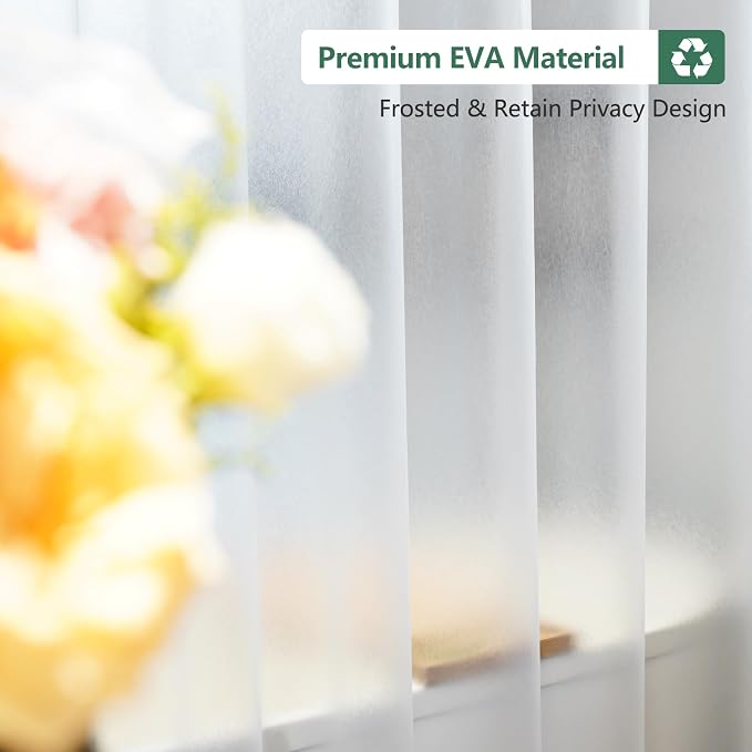 Seenus Waterproof Frosted Shower Curtain Liner Long 74 Inch, Bpa-Free EVA Shower Liner with 3 Extra-Large Magnets, 72'' x 74'' Bathroom 3D Silk Plastic Shower Curtain Translucent for Privacy