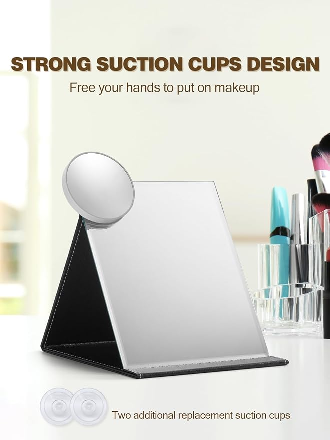 Macaki 30x Magnifying Mirror Suction Cup, Makeup Mirror, 3.5 in, Grey | Small Magnifying Mirror, for Home, On the Go or Office, Brows, Contacts, Powerful Suction Cup, Travel Mirror, Tweezers
