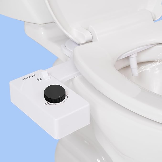 TUSHY Classic 3.0 Bidet Toilet Seat Attachment, White/Matte Black | Non-Electric, Self Cleaning Water Sprayer, Adjustable Pressure Nozzle, Angle Control, Easy Home Installation