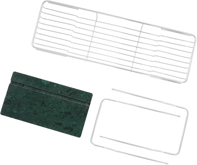 Stainless Steel Bathtub Caddy Tray, Expandable Bath Tub Tray with Natural Marble Tray, Adjustable Bath Tray for Bathroom, Spa 26.8~35.4inch (Silver+Green)