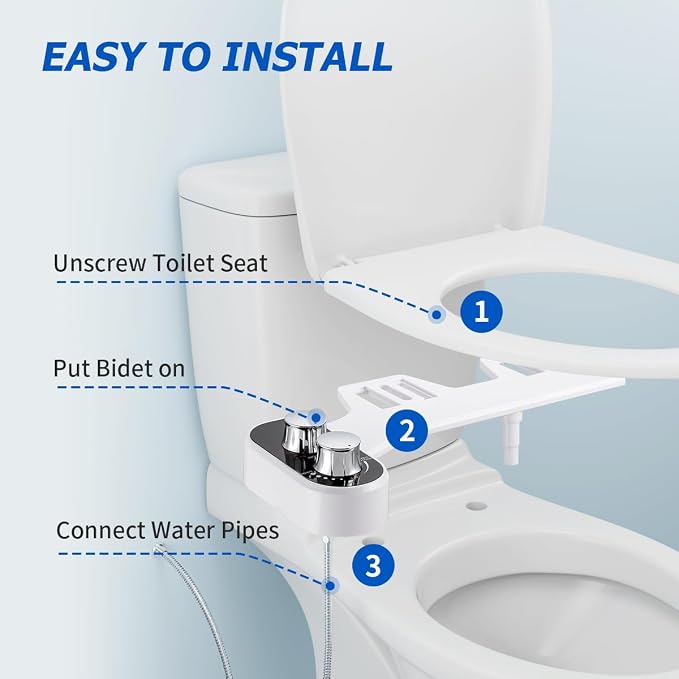 Hot and Cold Bidet Attachment for Toilet, Warm Water Bidet | Ultra Slim Non-Electric Bidet Attachment, Adjustable Pressure Self-Cleaning Nozzle, Rear & Feminine Wash, Easy Installation