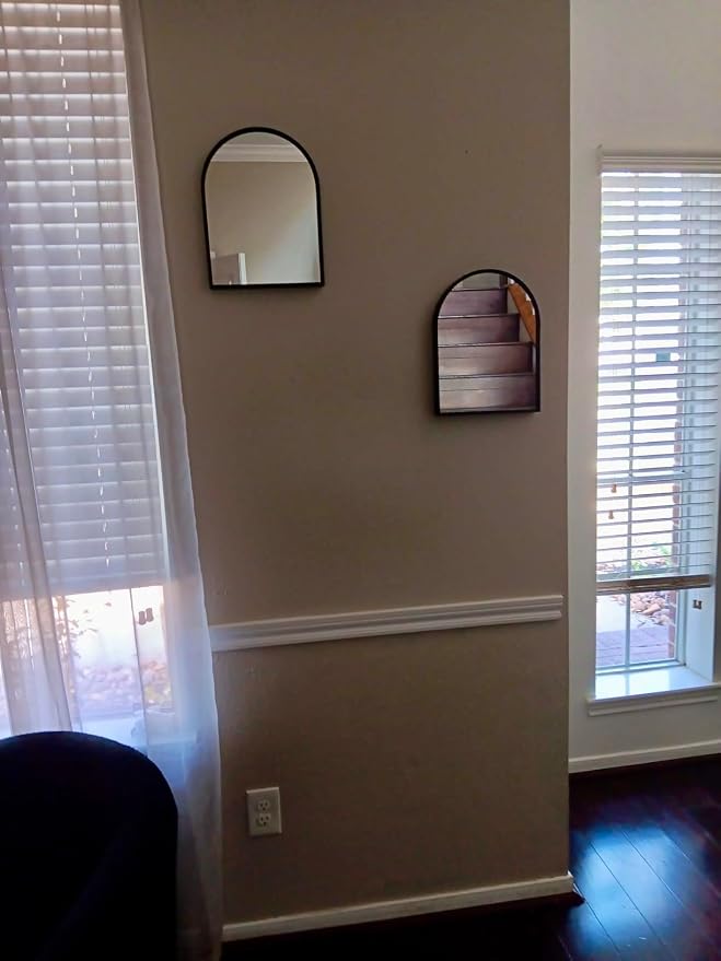 Arched Bathroom Mirror 10"x13", Black | arch bathroom mirror black wall mounted vanity metal frame bedroom entryway living room