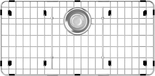 Stainless Steel Sink Protectors for Kitchen Sink, 27.5’’ x 13.5’’ | Rear Drain, Used in the Kitchen Sink, Anti-clogging, Anti-scratch, Easy to Clean, Rust Resistant, Include 1Pcs Sink Strainer