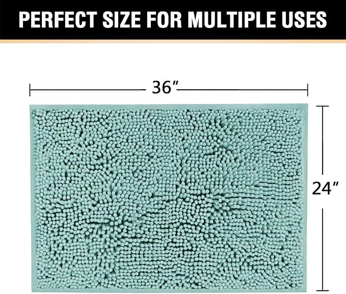 H.VERSAILTEX Bath Mat for Bathroom Non Slip Luxury Chenille Ultra Soft Bath Rugs 24x36 Absorbent Non Skid Shaggy Rugs Washable Dry Fast Plush Area Carpet Mats, Eggshell Blue