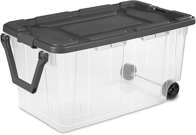 Sterilite 6-Pack Modular Stacker Box, Durable Clear Plastic Storage Bins with Latching Lids, 160 Quart - Stackable Organizing Container Boxes for Closet, Bathroom, and Office