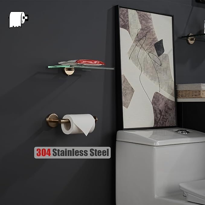 JQK Champagne Bronze Toilet Paper Holder, 5 Inch Tissue Paper Dispenser for Bathroom, 304 Stainless Steel Thick 0.8mm Wall Mount, TPH120-CB