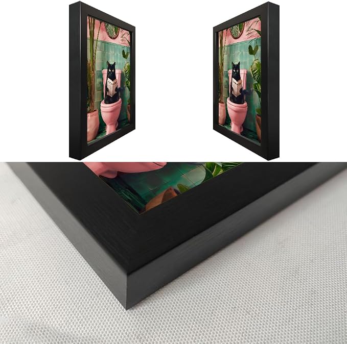 Black Cat Bathroom Wall Art Pink Toilet Decor Funny Canvas Print Artwork for Woman Girls Bathroom