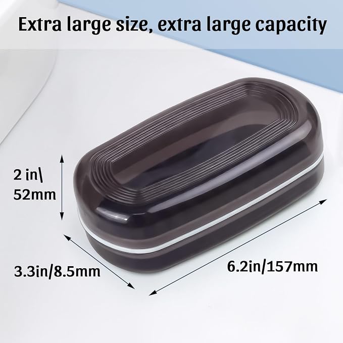 OZNER Travel Soap Case for Two Bars, Leak Proof Shampoo Bar Holder Compatible with Kitsch Bars, Soap Container with Drainage Layer for Bathroom, Camping, and Gym, Easy to Clean (Black)