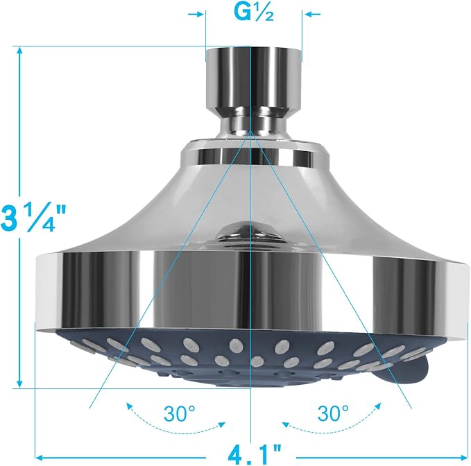 AISOSO High Pressure Rain Shower Head 5 Modes Showerhead 4.1 Inch Chrome | Low Water Pressure Compatible, Powerful Spray Fixed Showerhead for a Relaxing Indoor & Outdoor Shower