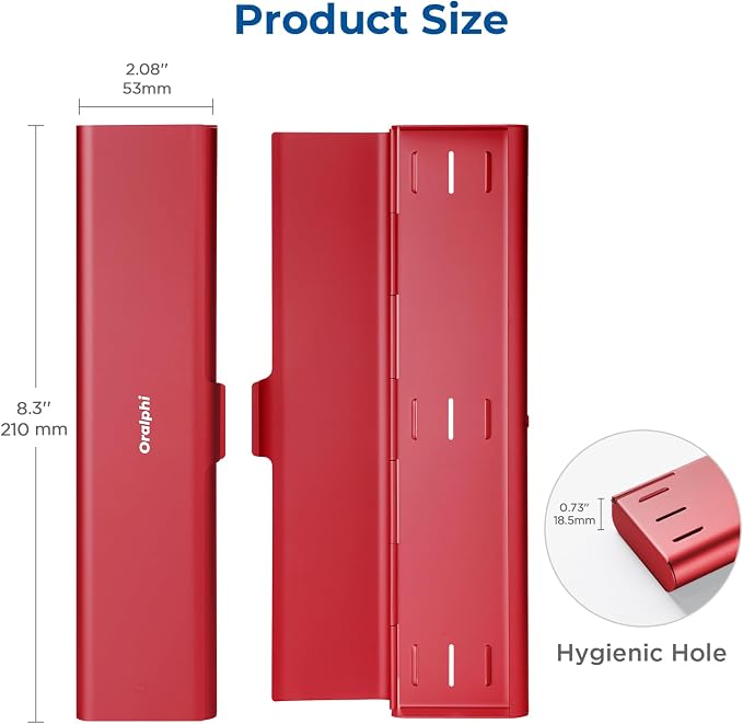 Wider Aluminum Toothbrush Travel Case, Portable Travel Toothbrush Holder, Durable Manual Toothbrush Box Container for Traveling, Bathroom, Camping, Business Trip, Red