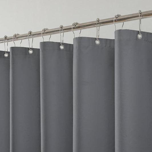 1 Pack Water-Repellent Fabric Shower Curtain Liner, 72x66 Grey | 100% polyester, 3 Magnets, Rustproof Grommets & Weighted Hem, quick-dry, machine washable, hotel quality for bathroom