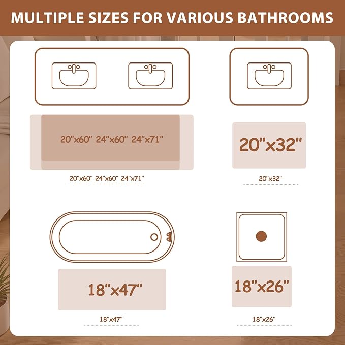 Uphome Bathroom Runner, Distressed Tribal Farmhouse Orange Bathroom Mat, Large Bath Rugs Non Slip Washable, Oriental Retro Boho Bath Mat Runner for Bathtub Sink Laundry, 24x59 inch