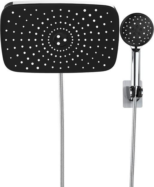 Veken 11.8“ Rain Shower Head with Handheld,Dual High Pressure Shower Heads | 5-mode Hand Held Spray with Hose,Wide Detachable Rainfall,Dual Showerhead Combo,Bathroom Accessories,Easy setup,Chrome Silver