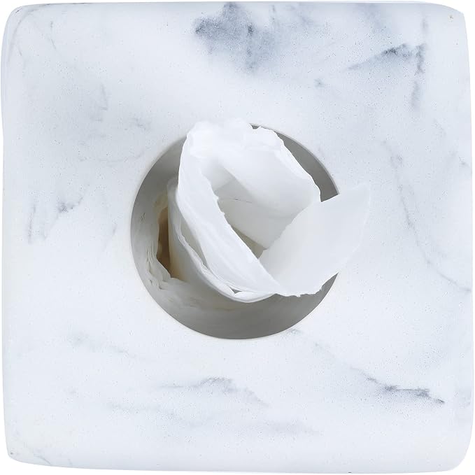 Hymmah Modern Square Tissue Box Cover Holder,Bathroom Accessories Decor Unique Design Tissue Box Cover for Bathroom Vanity Counter Tops Also Great for Bedrooms and Living Rooms