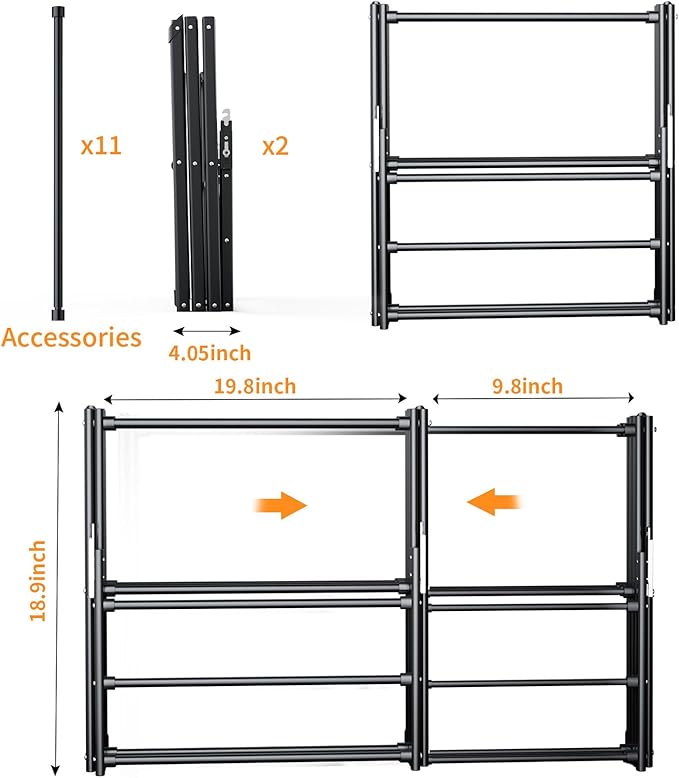 3 Tier Clothes Drying Rack, Foldable Drying Rack Clothing,Indoor & Outdoor Laundry Rack for Drying Clothes,Space-Saving Design,Small Collapsible Portable Dryer Racks for Laundry,Pure Black