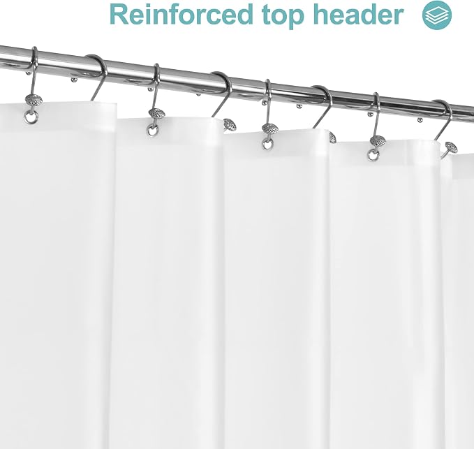 72x108 Extra Long Shower Curtain Liner with Magnets, Frost | 3 Bottom Magnets,12 Rustproof Grommets,Water Proof Lightweight PEVA,72W x 108H Super Long Shower Liner for Bathroom