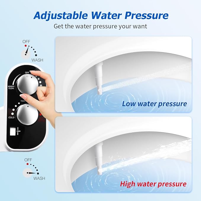 Hot and Cold Bidet Attachment for Toilet, Warm Water Bidet | Ultra Slim Non-Electric Bidet Attachment, Adjustable Pressure Self-Cleaning Nozzle, Rear & Feminine Wash, Easy Installation