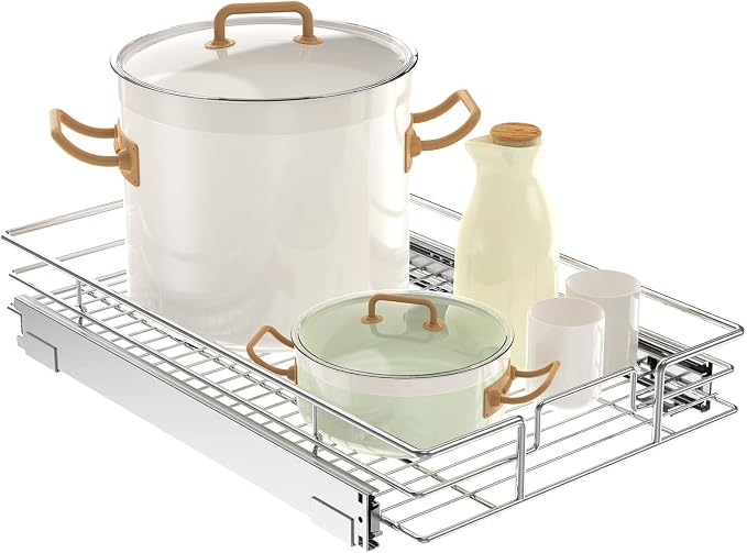 LOVMOR Pull Out Cabinet Organizer 15½" W x 21½" D, Kitchen Cabinet Pull Out Shelves Slide Out Storage