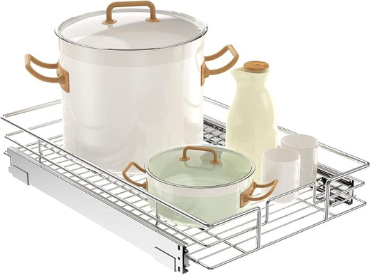 LOVMOR Pull Out Cabinet Organizer 15½" W x 21½" D, Kitchen Cabinet Pull Out Shelves Slide Out Storage