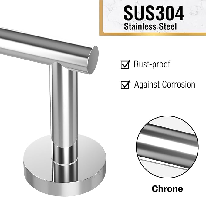 HITSLAM Chrome Toilet Paper Holder, Double Post Pivoting, SS304 | Wall Mount Bathroom Toilet Tissue Holder, Rustproof Stainless Steel, Easy Pivoting Roll Change, Fits Mega Rolls Size