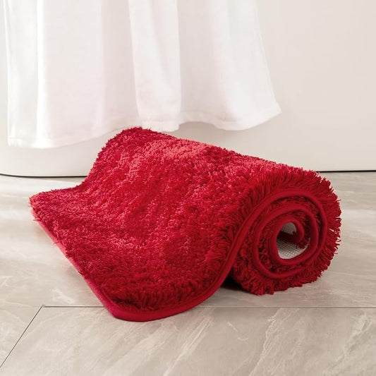 MIULEE Red Large Bathroom Rugs Soft Microfiber Bath Mat 24x36 Inch | Absorbent, Non Slip, Quick Dry, Fluffy Bath Rugs for Bathroom Floor Tub Showers, Machine Washable